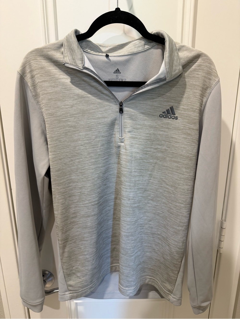 adidas Light Heather Gray Crew Neck Performance Top